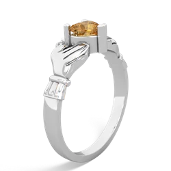 Citrine Claddagh 14K White Gold ring R2370