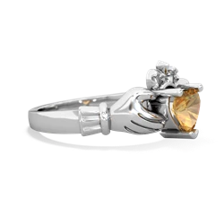 Citrine Claddagh 14K White Gold ring R2370