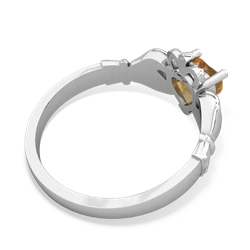 Citrine Claddagh 14K White Gold ring R2370