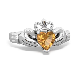 Citrine Claddagh 14K White Gold ring R2370