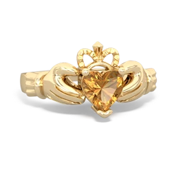 Citrine Claddagh 14K Yellow Gold ring R2370