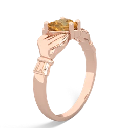 Citrine Claddagh Diamond Crown 14K Rose Gold ring R2372