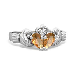 Citrine 'Our Heart' Claddagh 14K White Gold ring R2388