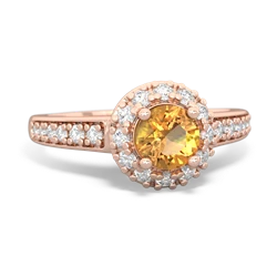 Citrine Diamond Halo 14K Rose Gold ring R5370