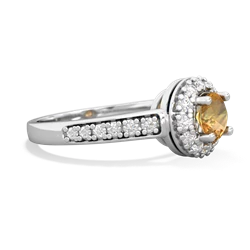 Citrine Diamond Halo 14K White Gold ring R5370