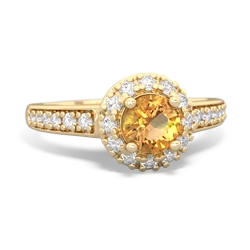 Citrine Diamond Halo 14K Yellow Gold ring R5370