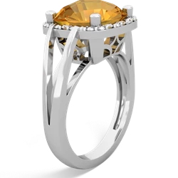 Citrine Art Deco Cocktail 14K White Gold ring R2498