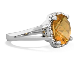 Citrine Art Deco Cocktail 14K White Gold ring R2498