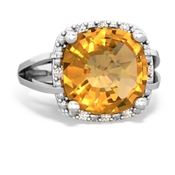 Citrine Art Deco Cocktail 14K White Gold ring R2498