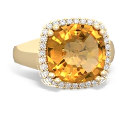 Citrine Halo Cocktail 14K Yellow Gold ring R2544