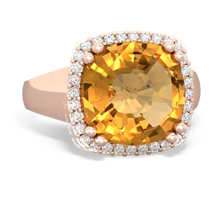 Citrine Halo Cocktail 14K Rose Gold ring R2544