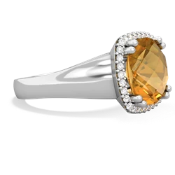 Citrine Halo Cocktail 14K White Gold ring R2544