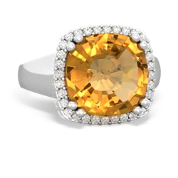 Citrine Halo Cocktail 14K White Gold ring R2544