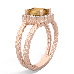 Citrine Rope Split Band 14K Rose Gold ring R2628