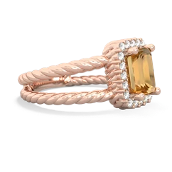 Citrine Rope Split Band 14K Rose Gold ring R2628