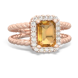 Citrine Rope Split Band 14K Rose Gold ring R2628