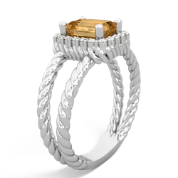 Citrine Rope Split Band 14K White Gold ring R2628