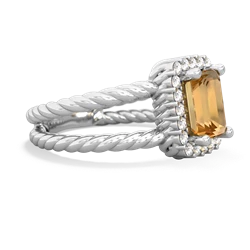 Citrine Rope Split Band 14K White Gold ring R2628