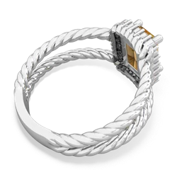Citrine Rope Split Band 14K White Gold ring R2628