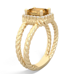 Citrine Rope Split Band 14K Yellow Gold ring R2628