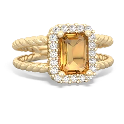 Citrine Rope Split Band 14K Yellow Gold ring R2628