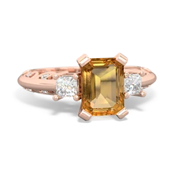 Thumbnail for Citrine Art Deco 14K Rose Gold ring R20018EM - top view