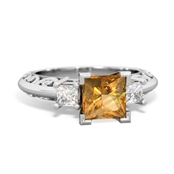 Thumbnail for Citrine Art Deco 14K White Gold ring R2001 - top view