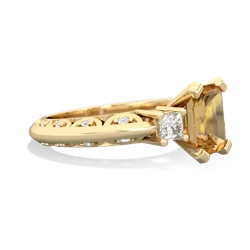 Citrine Art Deco Diamond 8X6 Emerald-Cut Engagement 14K Yellow Gold ring R20018EM