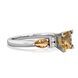 Citrine 6Mm Princess Eternal Embrace Engagement 14K White Gold ring C2002
