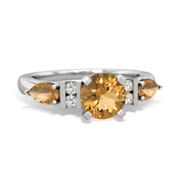 Citrine 6Mm Round Eternal Embrace Engagement 14K White Gold ring R2005