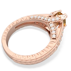 Citrine Antique Style Milgrain Diamond 14K Rose Gold ring R2028