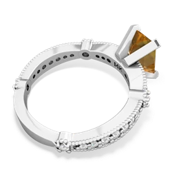 Thumbnail for Citrine Milgrain Antique Style 14K White Gold ring R26298EM - front view