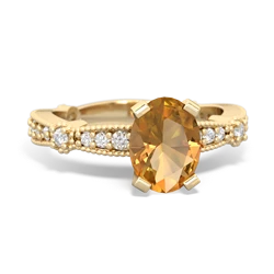 Thumbnail for Citrine Milgrain Antique Style 14K Yellow Gold ring R26298VL - top view