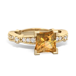 Citrine Sparkling Tiara 6Mm Princess 14K Yellow Gold ring R26296SQ