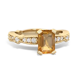 Citrine Sparkling Tiara 7X5mm Emerald-Cut 14K Yellow Gold ring R26297EM