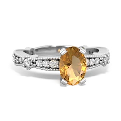 Citrine Sparkling Tiara 7X5mm Oval 14K White Gold ring R26297VL