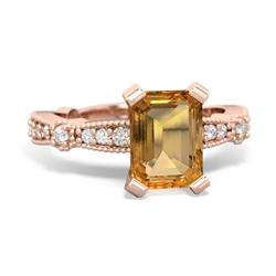 Citrine Sparkling Tiara 8X6 Emerald-Cut 14K Rose Gold ring R26298EM