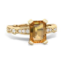 Citrine Sparkling Tiara 8X6 Emerald-Cut 14K Yellow Gold ring R26298EM