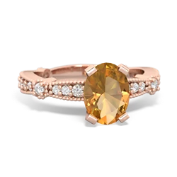 Citrine Sparkling Tiara 8X6 Oval 14K Rose Gold ring R26298VL