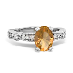 Citrine Sparkling Tiara 8X6 Oval 14K White Gold ring R26298VL