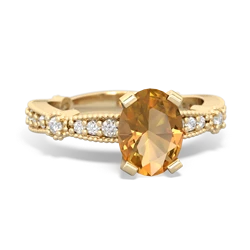 Citrine Sparkling Tiara 8X6 Oval 14K Yellow Gold ring R26298VL