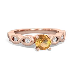 Citrine Infinity 5Mm Round Engagement 14K Rose Gold ring R26315RD