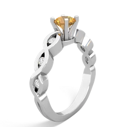 Citrine Infinity 5Mm Round Engagement 14K White Gold ring R26315RD