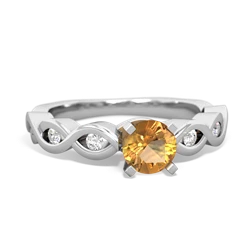 Citrine Infinity 5Mm Round Engagement 14K White Gold ring R26315RD