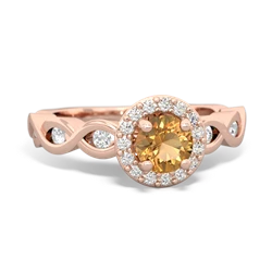 Citrine Infinity Halo Engagement 14K Rose Gold ring R26315RH