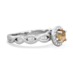 Citrine Infinity Halo Engagement 14K White Gold ring R26315RH