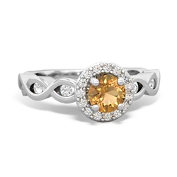 Citrine Infinity Halo Engagement 14K White Gold ring R26315RH