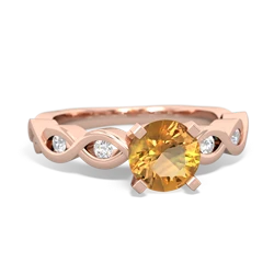 Citrine Infinity 6Mm Round Engagement 14K Rose Gold ring R26316RD