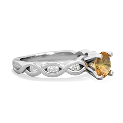 Citrine Infinity 6Mm Round Engagement 14K White Gold ring R26316RD