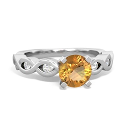 Citrine Infinity 6Mm Round Engagement 14K White Gold ring R26316RD